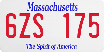 MA license plate 6ZS175