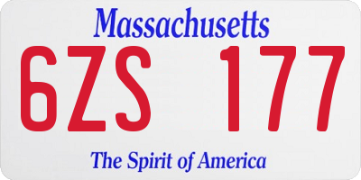 MA license plate 6ZS177