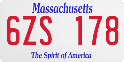 MA license plate 6ZS178