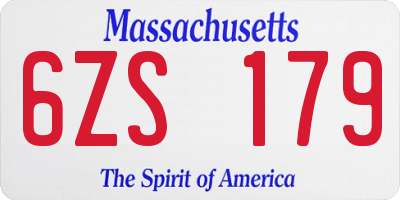 MA license plate 6ZS179