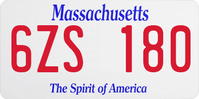 MA license plate 6ZS180