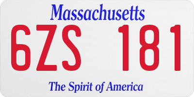MA license plate 6ZS181