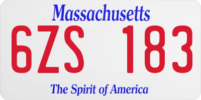 MA license plate 6ZS183