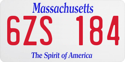 MA license plate 6ZS184