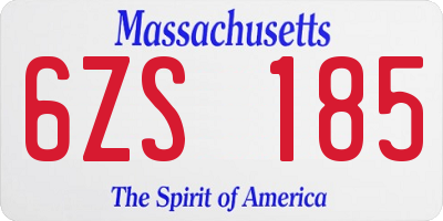 MA license plate 6ZS185