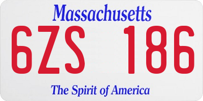 MA license plate 6ZS186