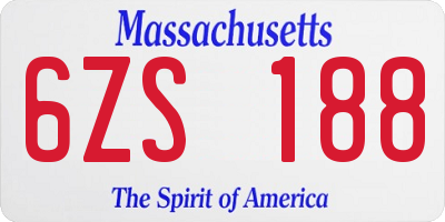 MA license plate 6ZS188