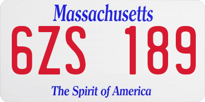 MA license plate 6ZS189