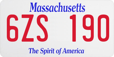 MA license plate 6ZS190