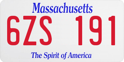 MA license plate 6ZS191