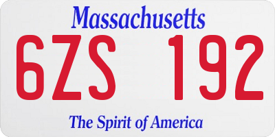 MA license plate 6ZS192