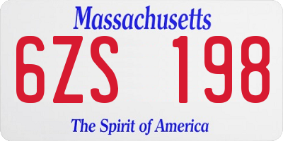 MA license plate 6ZS198