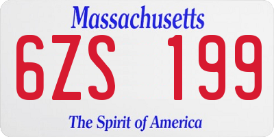 MA license plate 6ZS199