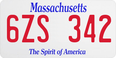 MA license plate 6ZS342