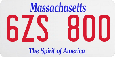 MA license plate 6ZS800