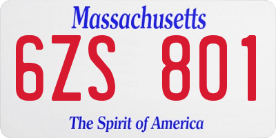 MA license plate 6ZS801