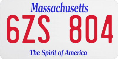 MA license plate 6ZS804
