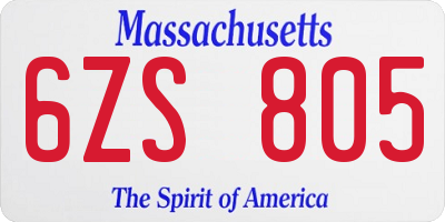MA license plate 6ZS805