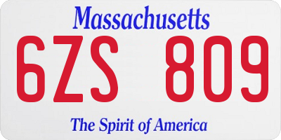MA license plate 6ZS809