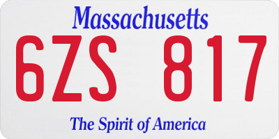 MA license plate 6ZS817