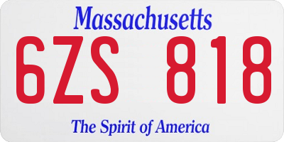 MA license plate 6ZS818