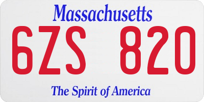 MA license plate 6ZS820