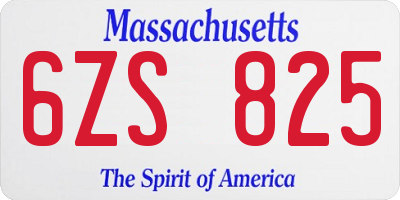 MA license plate 6ZS825