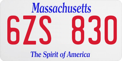 MA license plate 6ZS830