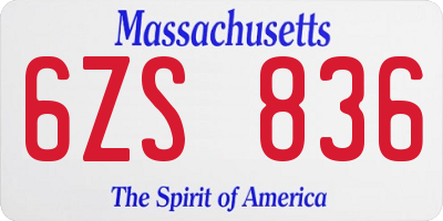 MA license plate 6ZS836