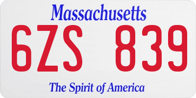 MA license plate 6ZS839