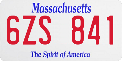 MA license plate 6ZS841