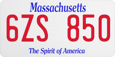 MA license plate 6ZS850