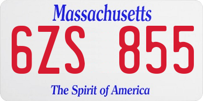 MA license plate 6ZS855