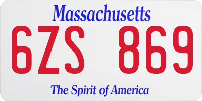 MA license plate 6ZS869