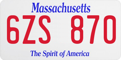 MA license plate 6ZS870