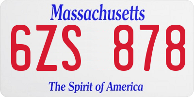 MA license plate 6ZS878