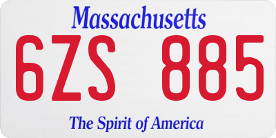 MA license plate 6ZS885