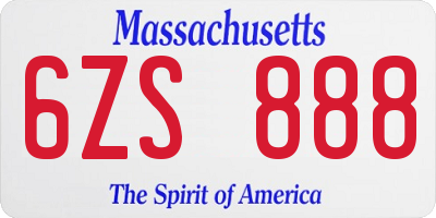 MA license plate 6ZS888