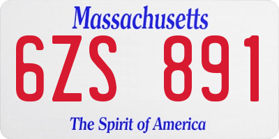 MA license plate 6ZS891