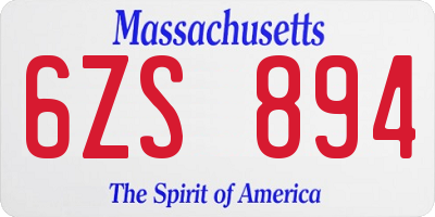 MA license plate 6ZS894