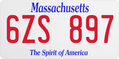 MA license plate 6ZS897