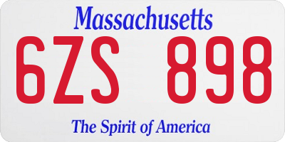 MA license plate 6ZS898