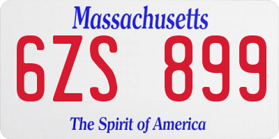 MA license plate 6ZS899
