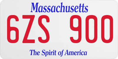 MA license plate 6ZS900