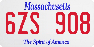 MA license plate 6ZS908
