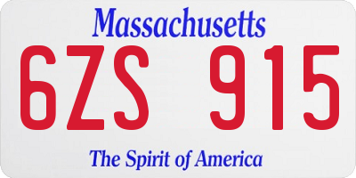 MA license plate 6ZS915