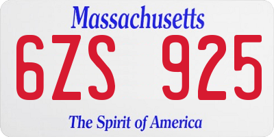 MA license plate 6ZS925