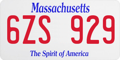 MA license plate 6ZS929