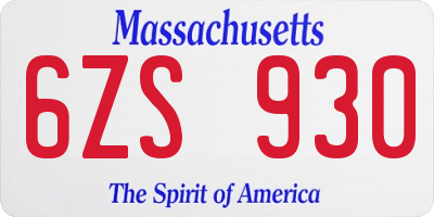 MA license plate 6ZS930