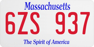 MA license plate 6ZS937